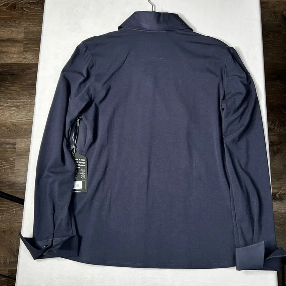 New Anatomie Womens Navy Alida Button Down Poplin Shirt Stretch Quick Dry Sz L - Picture 10 of 12